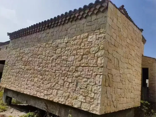 Yellow Beige Black Natural Limestone Panel for Exterior Garden Retaining Castle Villa Curtain Feature Wall