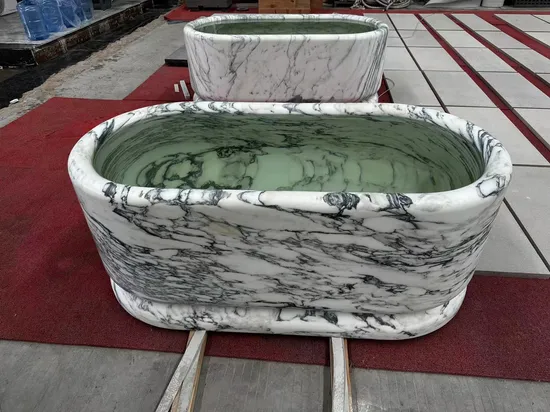 Nature Marble Arabesque White Stone Bathtub 