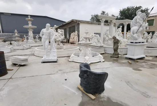Home Architectural Decorative Carved Stone Woman Sculpture Column Marble Carving Lady Statue Pillars for Garden Decoration (QCM111) 