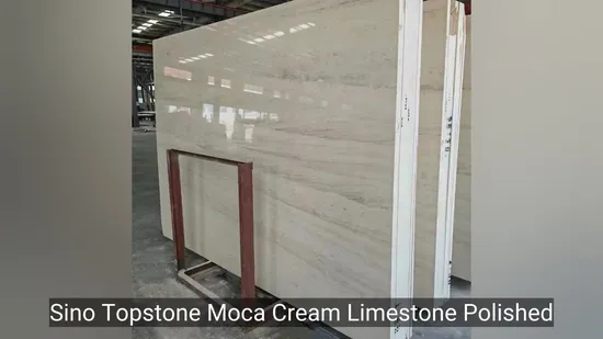 Sino Topstone Moca Cream Limestone Polished Finish Medium Grains Wall Floor Tiles 